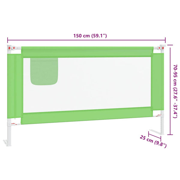 vidaXL Toddler Bed Rail Green 150x25 cm Fabric