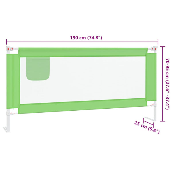 vidaXL Toddler Bed Rail Green 190x25 cm Fabric