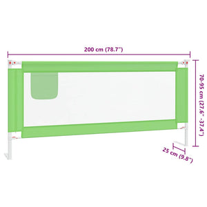 vidaXL Toddler Bed Rail Green 200x25 cm Fabric