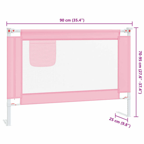 vidaXL Toddler Bed Rail Pink 90x25 cm Fabric