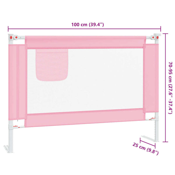 vidaXL Toddler Bed Rail Pink 100x25 cm Fabric
