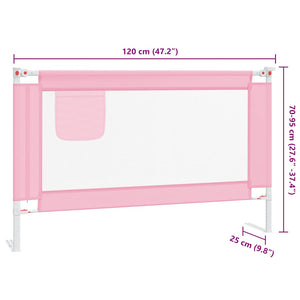 vidaXL Toddler Bed Rail Pink 120x25 cm Fabric