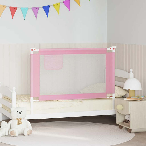 vidaXL Toddler Bed Rail Pink 120x25 cm Fabric