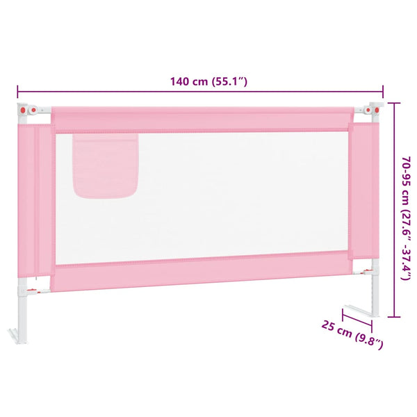 vidaXL Toddler Bed Rail Pink 140x25 cm Fabric