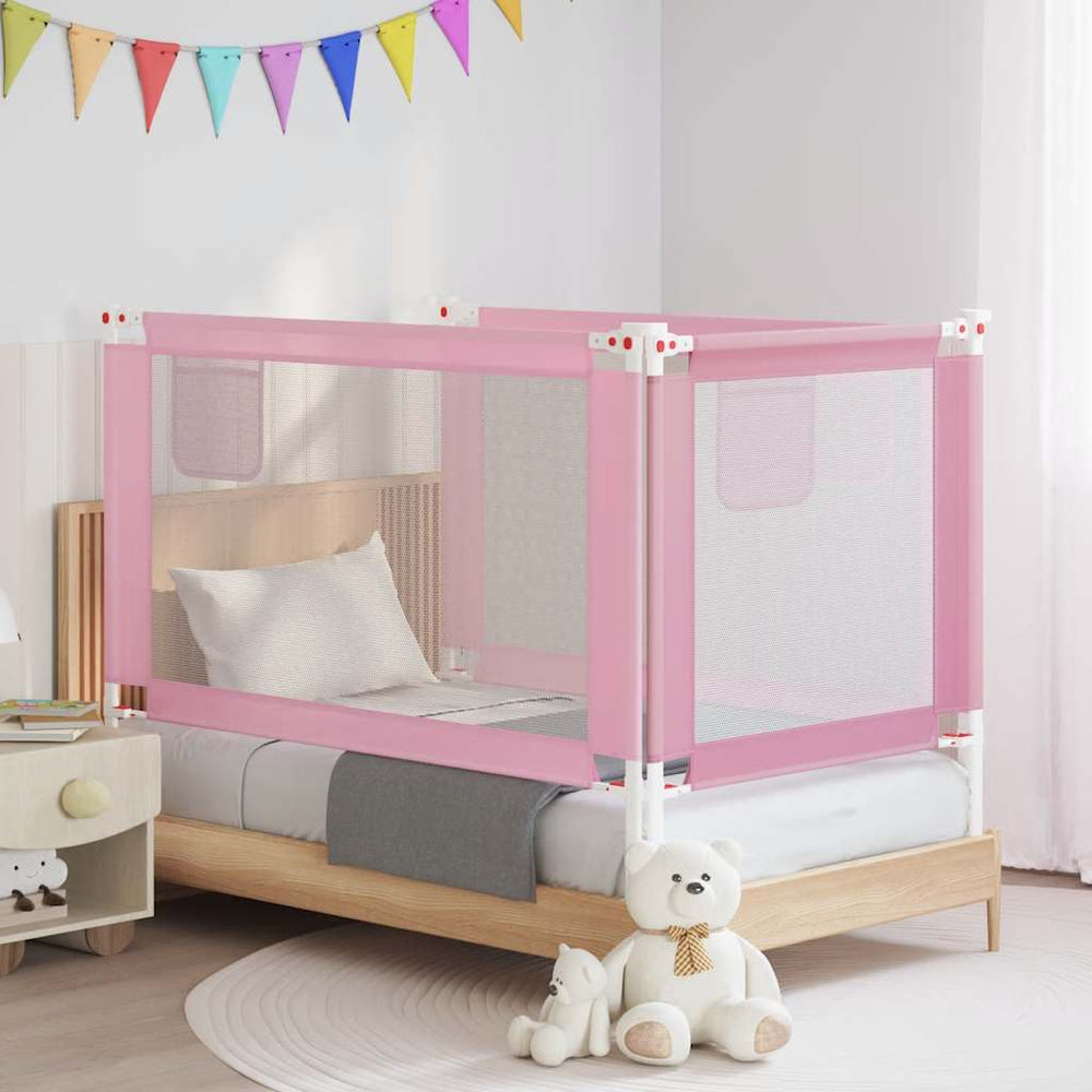 vidaXL Toddler Bed Rail Pink 140x25 cm Fabric