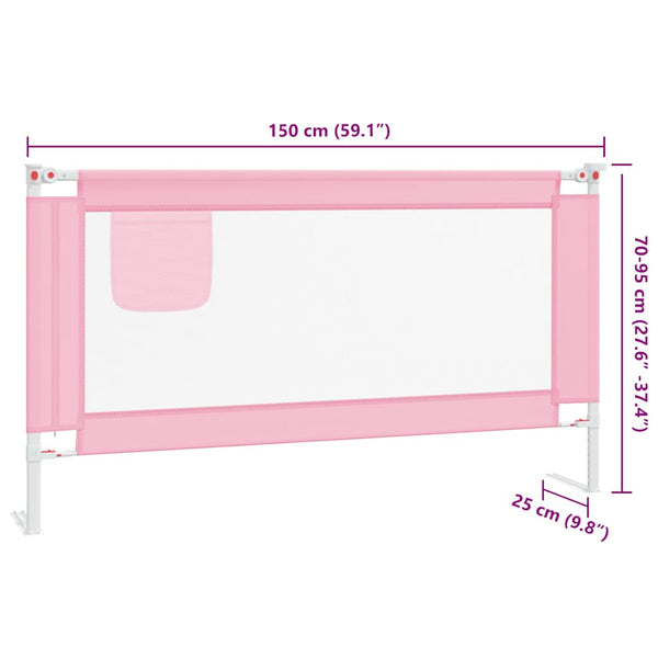 vidaXL Toddler Bed Rail Pink 150x25 cm Fabric