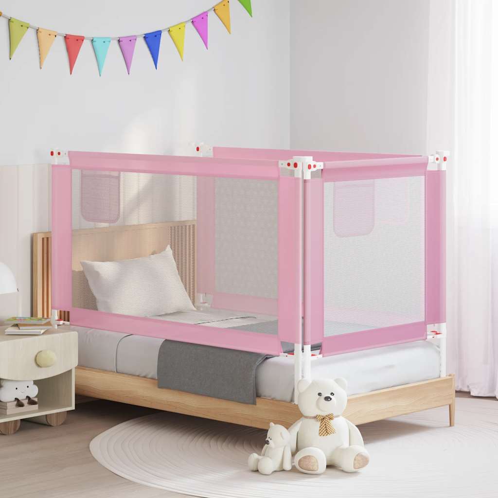 vidaXL Toddler Bed Rail Pink 150x25 cm Fabric