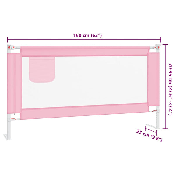 vidaXL Toddler Bed Rail Pink 160x25 cm Fabric