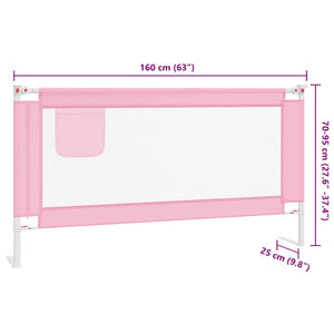 vidaXL Toddler Bed Rail Pink 160x25 cm Fabric