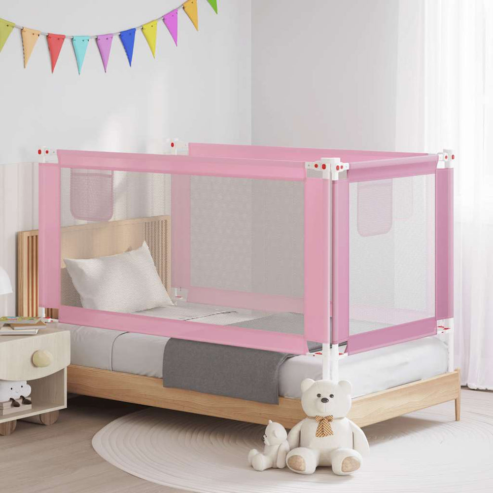 vidaXL Toddler Bed Rail Pink 160x25 cm Fabric