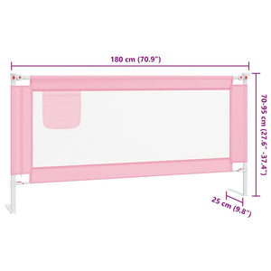 vidaXL Toddler Bed Rail Pink 180x25 cm Fabric