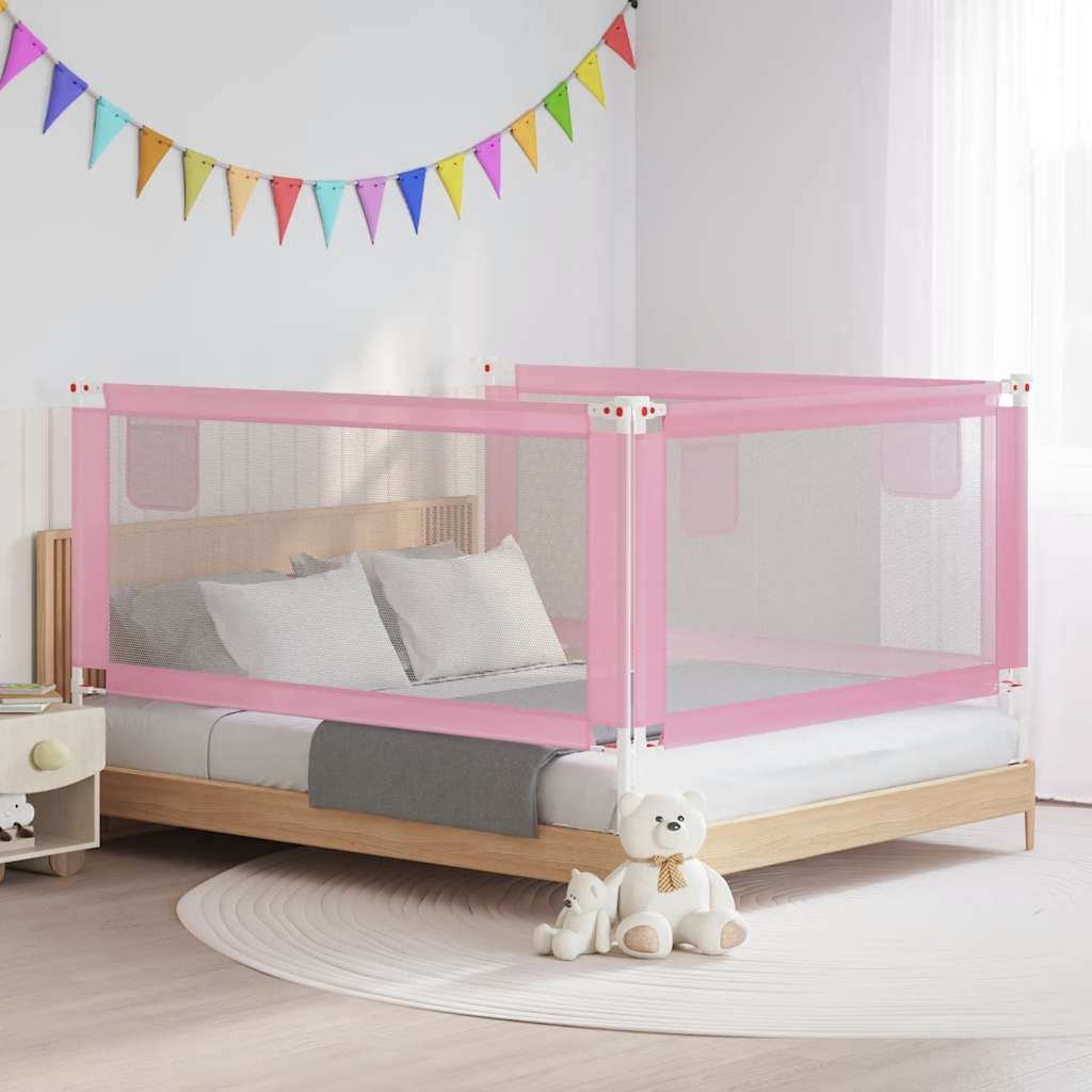 vidaXL Toddler Bed Rail Pink 180x25 cm Fabric
