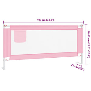 vidaXL Toddler Bed Rail Pink 190x25 cm Fabric