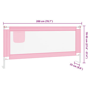 vidaXL Toddler Bed Rail Pink 200x25 cm Fabric
