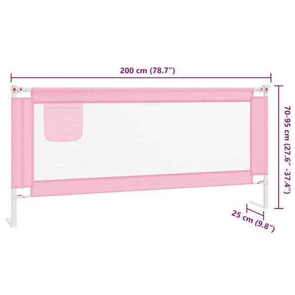 vidaXL Toddler Bed Rail Pink 200x25 cm Fabric