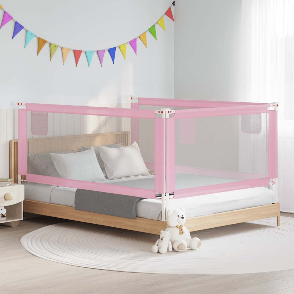 vidaXL Toddler Bed Rail Pink 200x25 cm Fabric