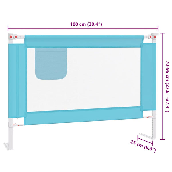vidaXL Toddler Bed Rail Blue 100x25 cm Fabric