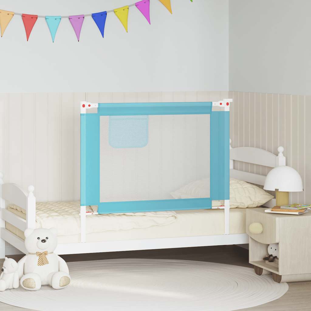 vidaXL Toddler Bed Rail Blue 100x25 cm Fabric