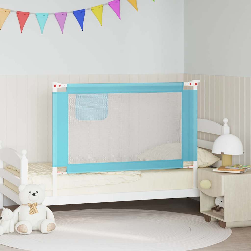 vidaXL Toddler Bed Rail Blue 120x25 cm Fabric