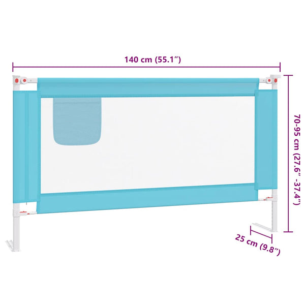 vidaXL Toddler Bed Rail Blue 140x25 cm Fabric