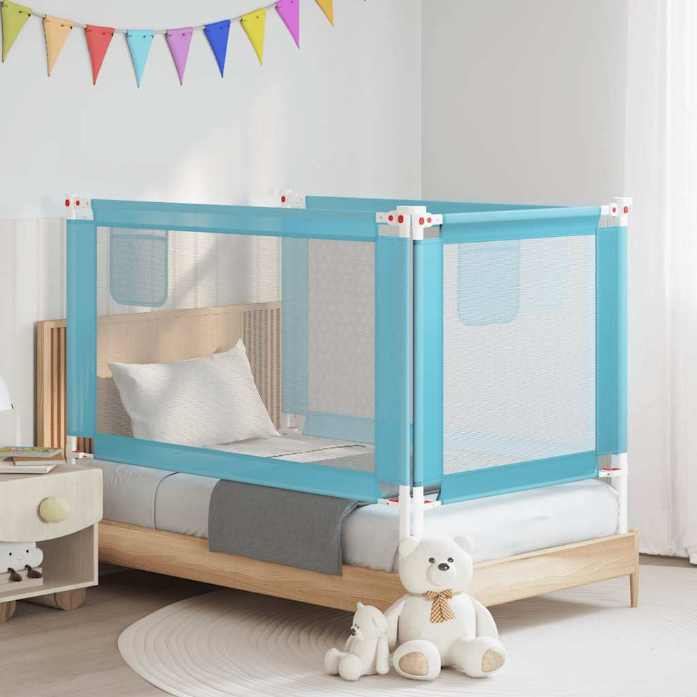vidaXL Toddler Bed Rail Blue 140x25 cm Fabric