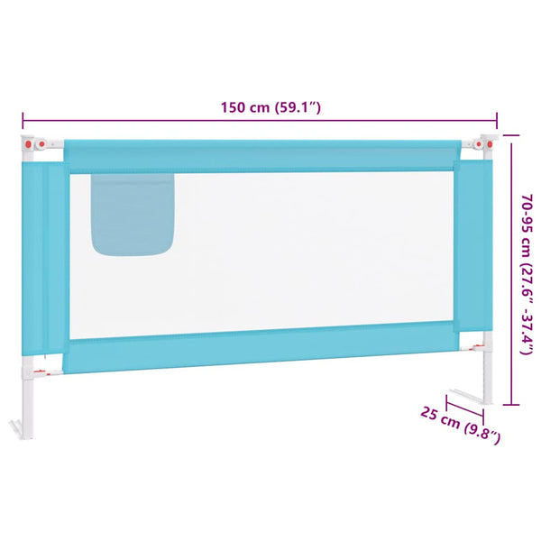 vidaXL Toddler Bed Rail Blue 150x25 cm Fabric