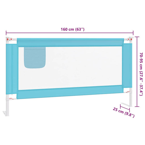vidaXL Toddler Bed Rail Blue 160x25 cm Fabric