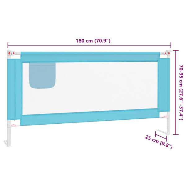 vidaXL Toddler Bed Rail Blue 180x25 cm Fabric