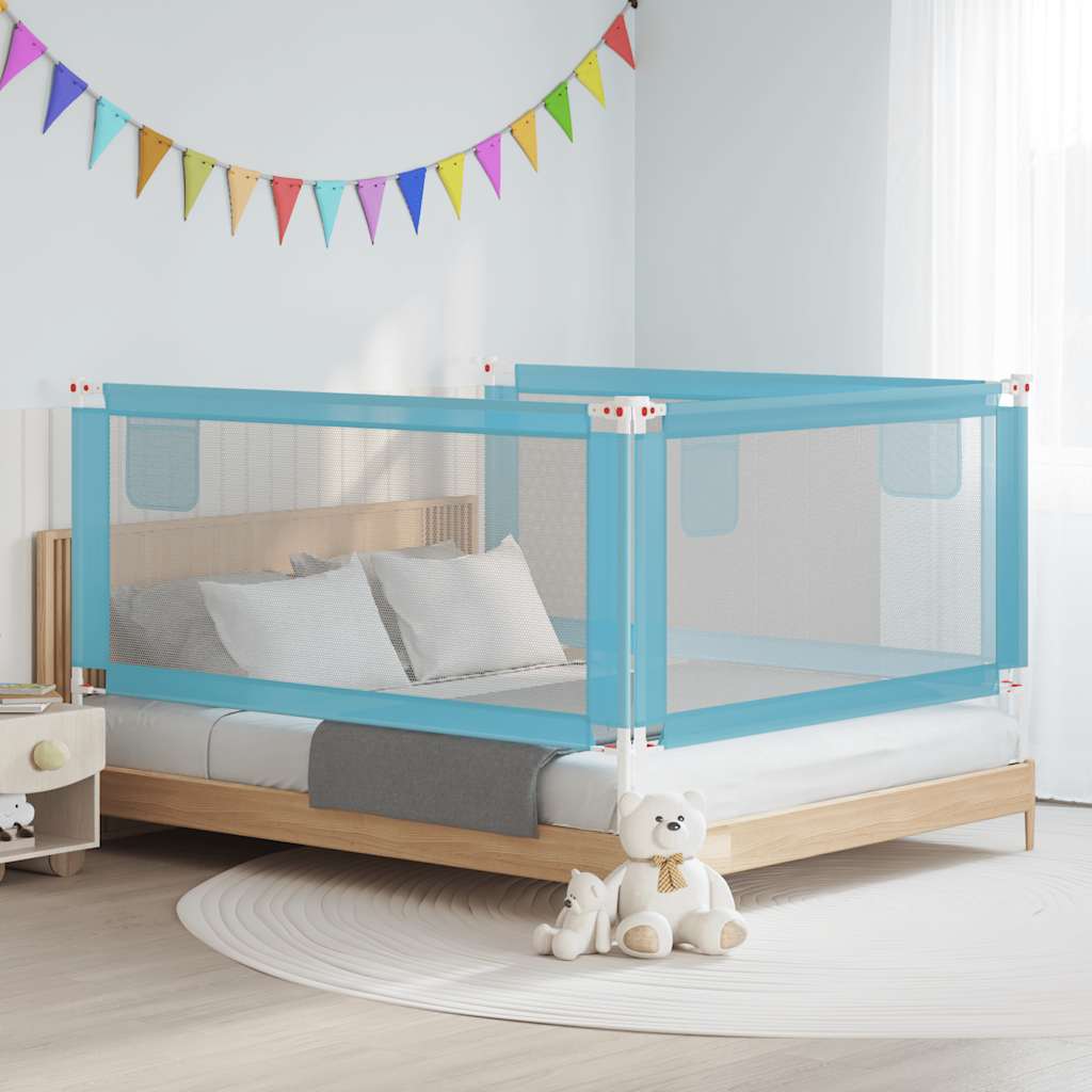 vidaXL Toddler Bed Rail Blue 180x25 cm Fabric