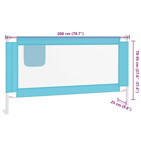 vidaXL Toddler Bed Rail Blue 200x25 cm Fabric