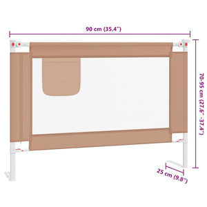 vidaXL Toddler Bed Rail Taupe 90x25 cm Fabric