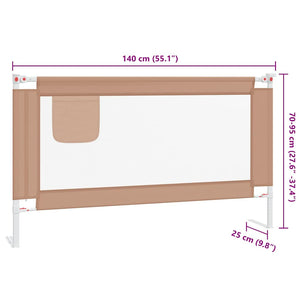 vidaXL Toddler Bed Rail Taupe 140x25 cm Fabric