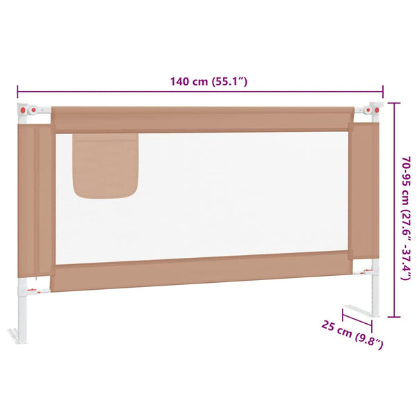 vidaXL Toddler Bed Rail Taupe 140x25 cm Fabric