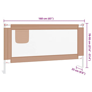 vidaXL Toddler Bed Rail Taupe 180x25 cm Fabric