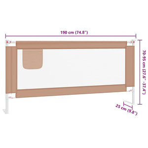 vidaXL Toddler Bed Rail Taupe 190x25 cm Fabric