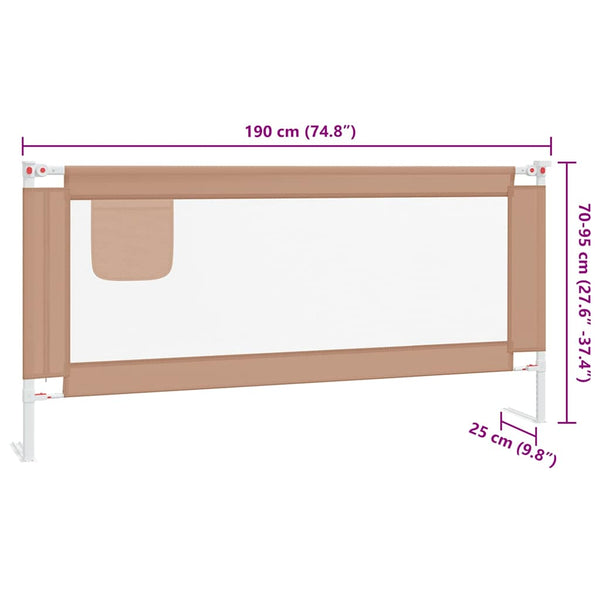 vidaXL Toddler Bed Rail Taupe 190x25 cm Fabric