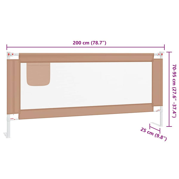 vidaXL Toddler Bed Rail Taupe 200x25 cm Fabric