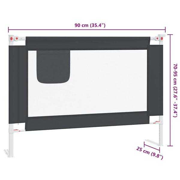 vidaXL Toddler Bed Rail Dark Grey 90x25 cm Fabric