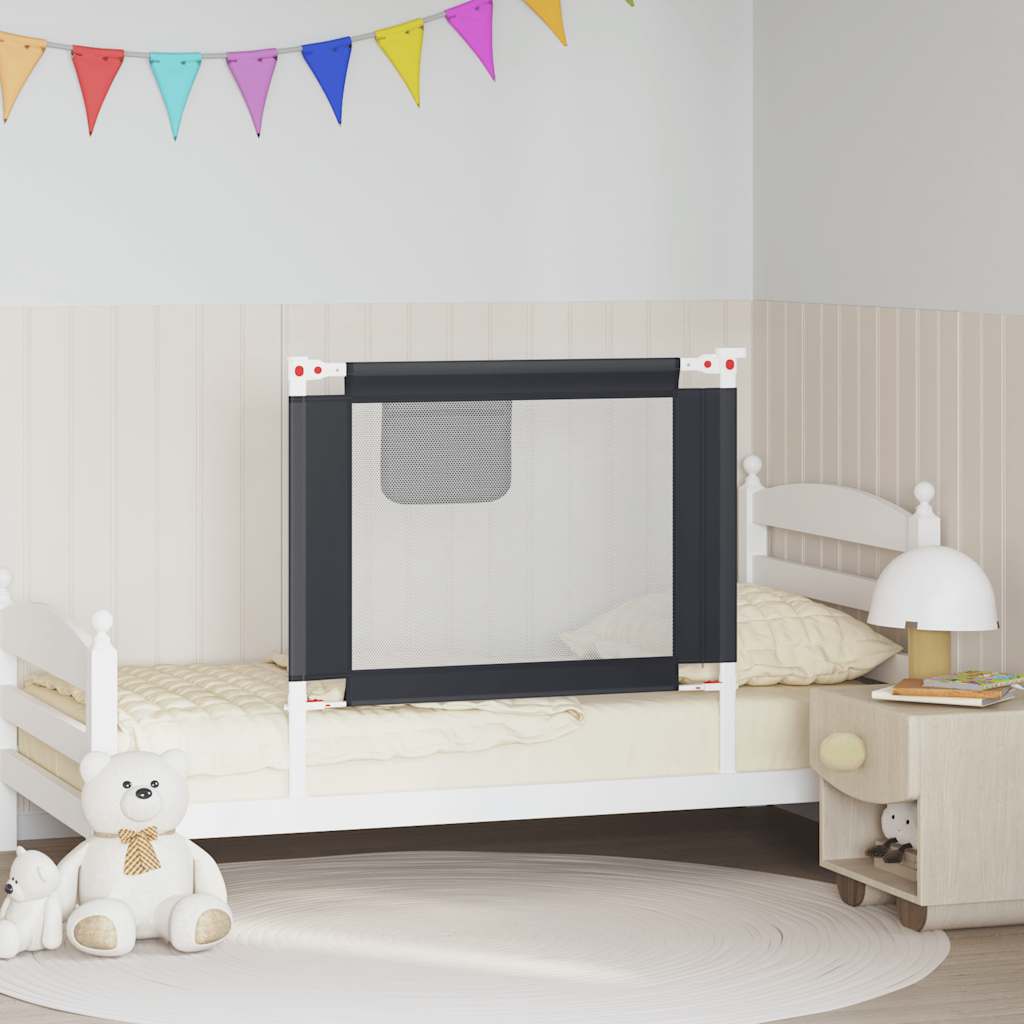 vidaXL Toddler Bed Rail Dark Grey 90x25 cm Fabric