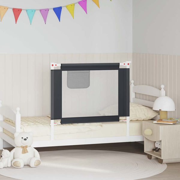vidaXL Toddler Bed Rail Dark Grey 90x25 cm Fabric
