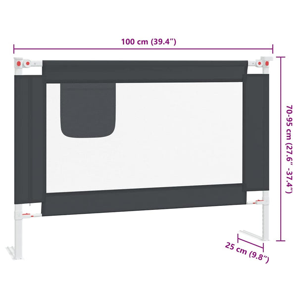 vidaXL Toddler Bed Rail Dark Grey 100x25 cm Fabric