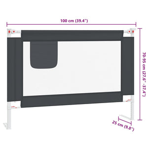 vidaXL Toddler Bed Rail Dark Grey 100x25 cm Fabric