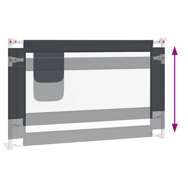 vidaXL Toddler Bed Rail Dark Grey 120x25 cm Fabric