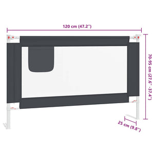 vidaXL Toddler Bed Rail Dark Grey 120x25 cm Fabric
