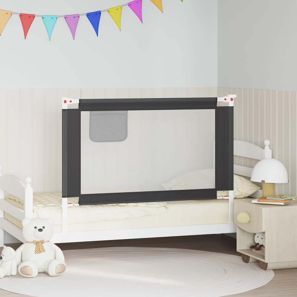 vidaXL Toddler Bed Rail Dark Grey 120x25 cm Fabric