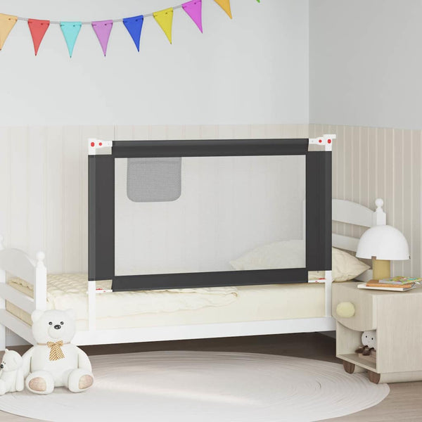 vidaXL Toddler Bed Rail Dark Grey 120x25 cm Fabric