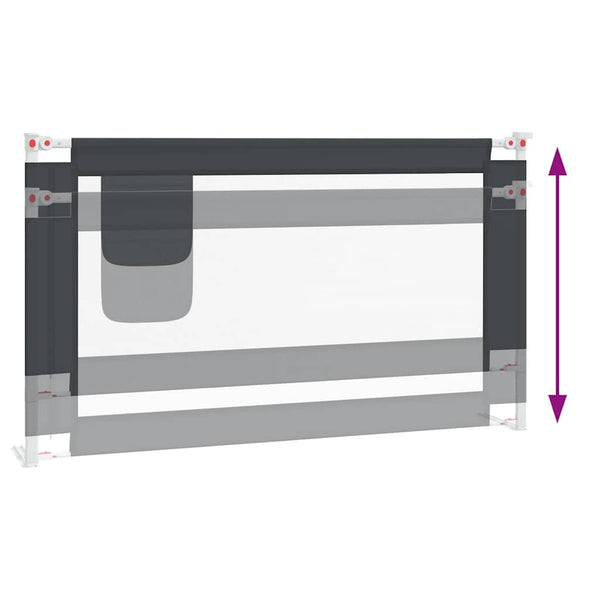 vidaXL Toddler Bed Rail Dark Grey 140x25 cm Fabric