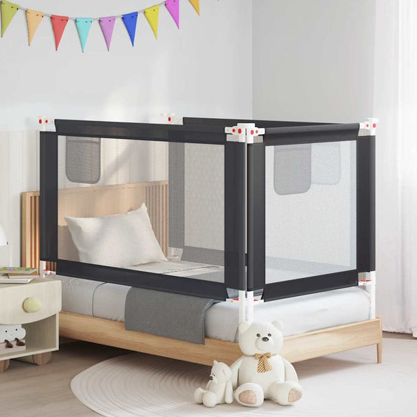 vidaXL Toddler Bed Rail Dark Grey 140x25 cm Fabric