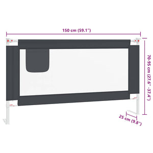 vidaXL Toddler Bed Rail Dark Grey 150x25 cm Fabric