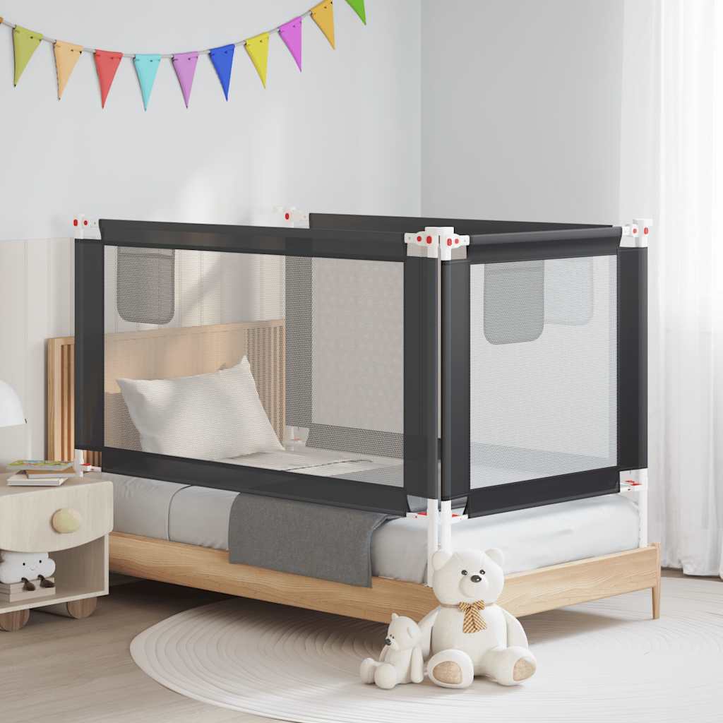 vidaXL Toddler Bed Rail Dark Grey 150x25 cm Fabric